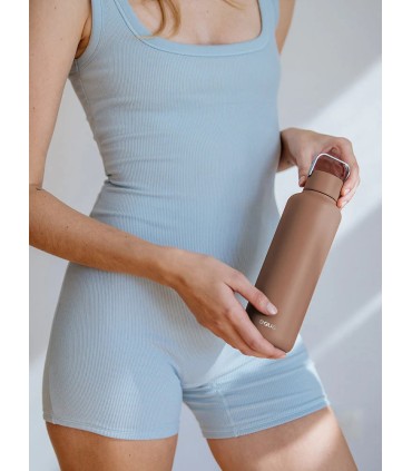 Mooie Timeless Steel metalen thermosfles Toffee 600ml